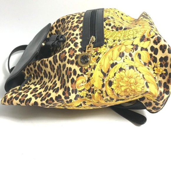 VERSACE vintage leopard backpack bag Backpack PVC / Leather yellow/Black main image 9